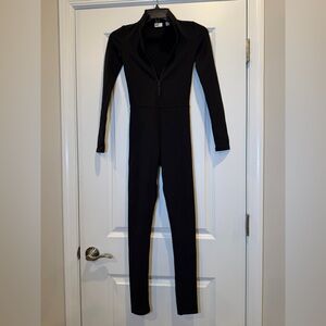 Babaton Black Long Sleeve Jumpsuit Half Zip